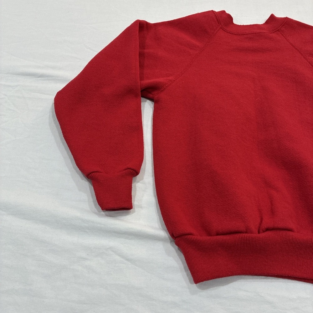 Vintage Tultex Sweater Youth‎ Small Red Made in USA Raglan Sweatshirt Blank 90s - Picture 2 of 11